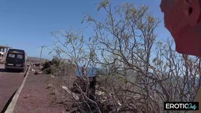 German Blonde Horny MILF Outdoor Threesome Fuck with Two Hard Cocks