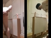 Double ass-to-mouth-to-ass, genuine amateur straight guy dildo riding (a2m)