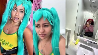 Chubby Latina’s Gassy Ass Blows Public Toilet Sky High
