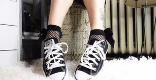 My Feet Are Tiny and Adorable in Converse, Especially with These Ankle Fishnet Socks with a Big Bow.