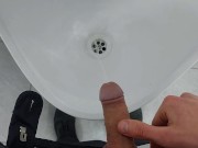Young twink cruising up public male restroom at a local mall, hoping to catch some curious dicks
