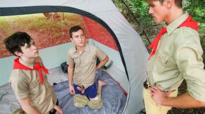 Scout Master Submits His Tight Ass And Thirsty Mouth To Two Camp Boys