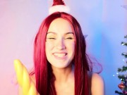Big Christmas Ass Fuck Elf rides a huge dragon dildo and makes a creampie! ATM GAPE ANAL DEEP throat