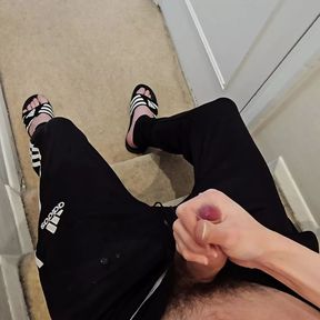 Jerk off and cum in adidas pants