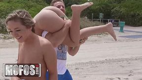 Teen sluts suck cock in the car and go for steamy 4some