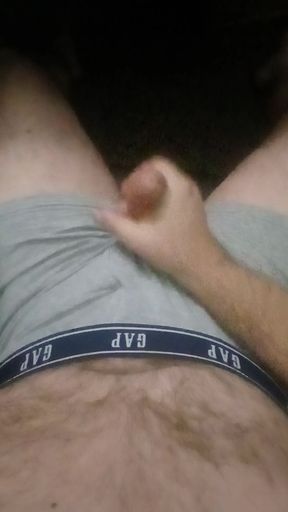 Jerking in light gray Gap boxerbriefs