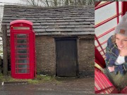 Cumming hard in public red telephone box with Lush remote controlled vibrator in English countryside