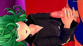 Hot Tatsumaki strips naked to fuck in the love hotel (uncensored hentai)
