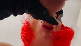 milf sucks cock and plays with it with her feet great blowjob