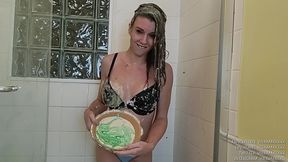 Having Fun in Shower with Messy Slime