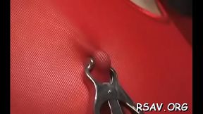 Hot babe in outstanding sadomasochism scenes with ropes and clothespins