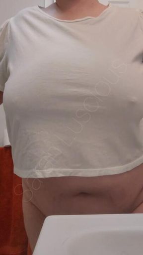 Slut BBW Boobs in White Tshirt