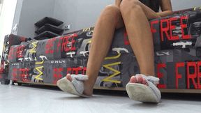 Wiggling my toes in fur slippers bb