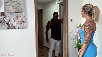 Hot Italian blonde wife takes a big black cock