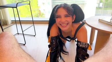 Slender Min Galilea dives into passionate hentai cosplay with deepthroat and creampie