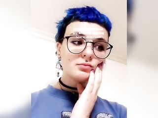 with blue hair