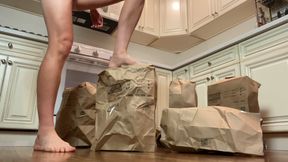 Crushing Paper &amp; Cardboard Barefoot