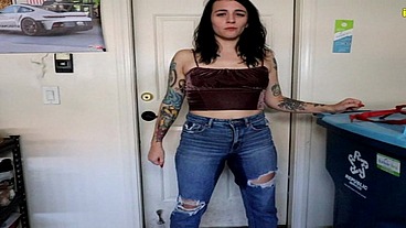 Mia Hope desperate to pee wetting her jeans