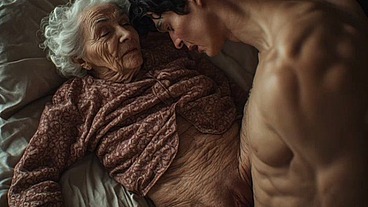 80 year old granny enjoys 18 year old hard cock - Male voice roleplay audio AI Generated