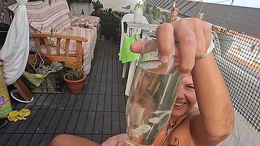 Beky wanted to drink another cum & piss cocktail