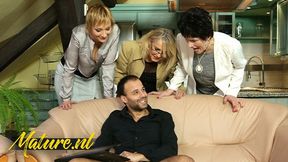 3 Hot Older Women Take turns F***ing a PoorGuy Together