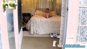 ”Young meat sucker shows off his feet & strokes his meat”