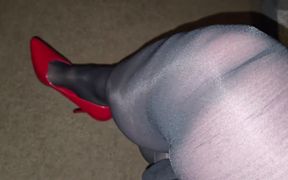 Louise Nylontease Black Pantyhose Foot Fetish Shoeplay