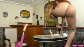 Trans Stunner Nicolly Pantoja Takes a Machine Mounted Dildo