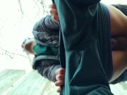Public bareback quickie and cum inside twink