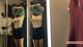 Slutty transparent getups, total see-through striptease in cramped dressing booth