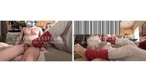 He was speechless! British first-timer session guy meets the PrincessFeet, combo: foot worship and double nut draining, sexy size 9 milf feet, no face version