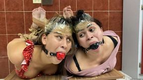 Hogtied Hotties Has Fun Being Two Bound And Gagged Girls In Tight Bondage