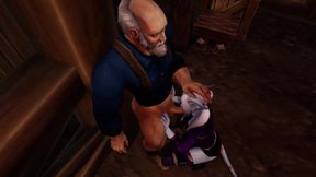 Draenei Girl Gives an Old Man a Deep Blowjob | Warcraft Parody