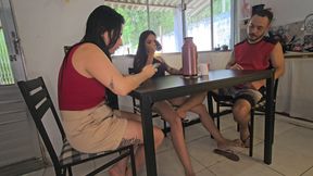 Risky sex with wife&#039;s friend while she&#039;s in the shower