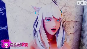 White-Haired Catgirl Nails You Against The Wall In HD Hentai VR Action