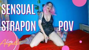 Lady Angela's sensual introduction to strapon pegging