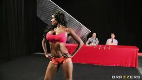 Four big-tit fitness fanatics strip down for a hardcore orgy