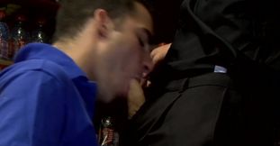 Dudes fucking in the backroom with lots of sucking