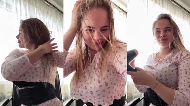 Big tits blonde girl masturbating her perfect body raw