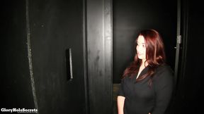 Redhead BBW Tiffany sucks and fucks all the cocks in her first gloryhole