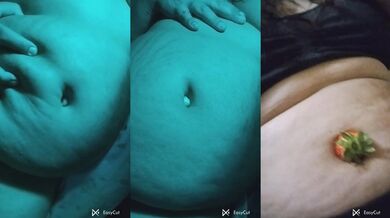 Hot Chubby Goddess87 Rubs Belly Then Devours Strawberries From Navel