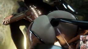 Eve Deepthroating BBC, Chun-li Deepthroating a Hard Cock While Mai Sucks on His Balls