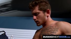 Uniformed gay jocks Brody Wilder and Bradley Rose indulge in a rough anal fuck