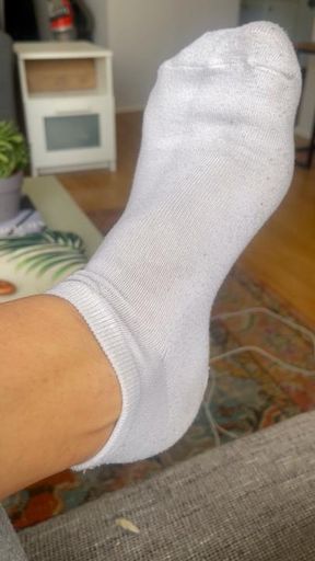Foot humiliation - white ankle socks