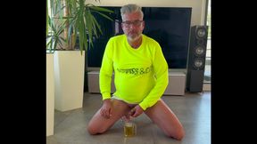 Piss, jerk, cum, swallow the mix again