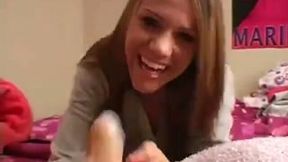 Cute webcam chestnut haired girlie plays with dildo in wild way