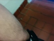 Jerking My Meaty Cock In Tiny Thong In Public Toilet - SlugsOfCumGuy