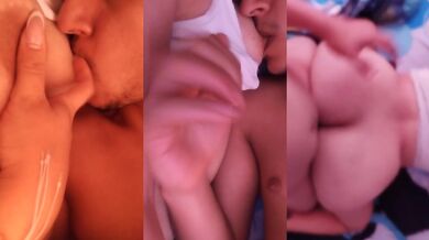 Dándole teta a mi esposo para follarmelo duro