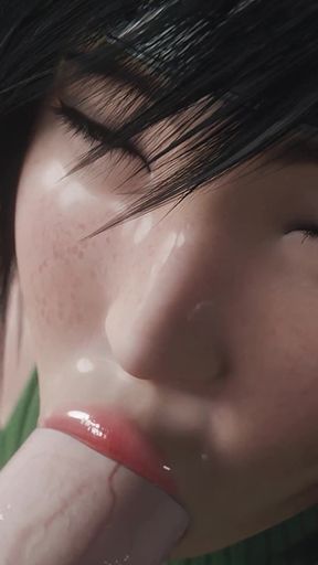 Yuffie Kisaragi Big Dick Sloppy Blowjob - Deep & Messy 3D Animation