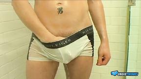 ”UndieTwinks: Beau Marcus Heat Up The Bathroom With His White Undies”